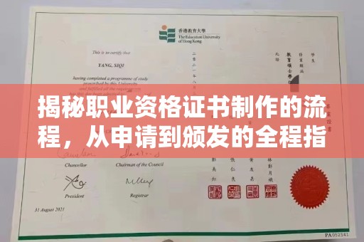 江川揭秘职业资格证书制作的流程，从申请到颁发的全程指南